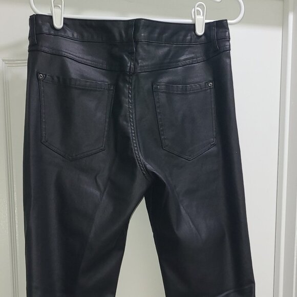 I.N.C. DENIM FAUX LEATHER  MID RISE STRAIGHT LEG BLACK PANTS SIZE 10/30 - Picture 2 of 16